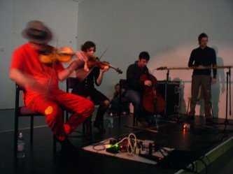 Fig.5 Performance of Tony Conrad, Ten Years Alive on the Infinite Plain as part of the festival Kill Your Timid Notion 06, Dundee Contemporary Arts, Dundee, 17 February 2006 Photo: Bryony McIntyre